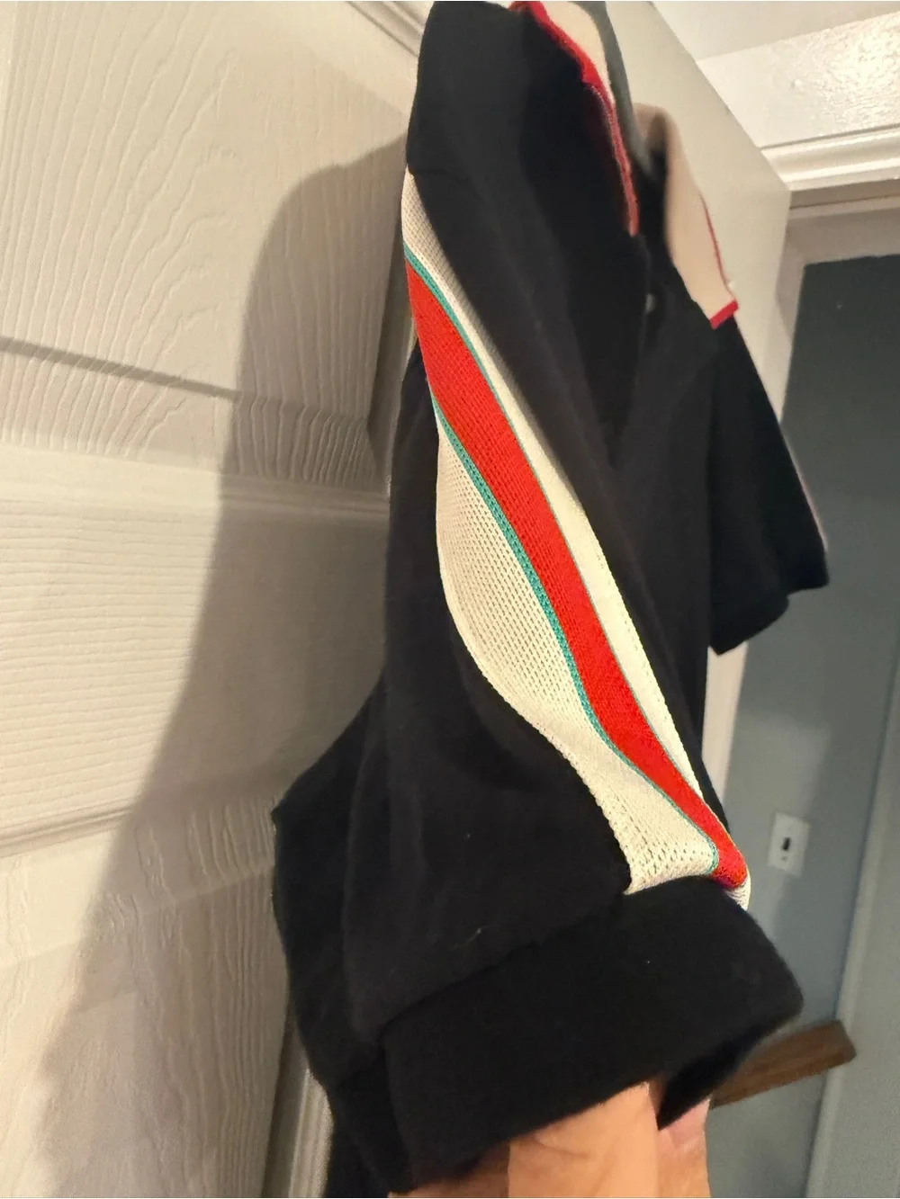 Gucci Black Polo with Beige Contrast Collar and Red Trim
